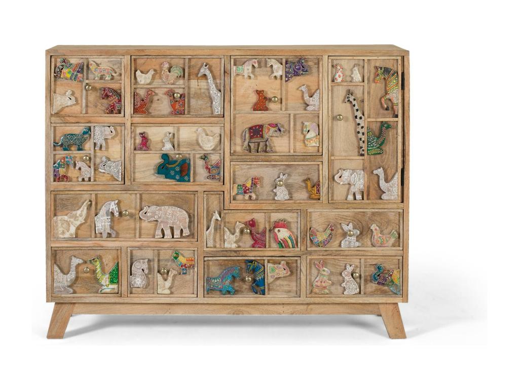 Commode en bois de manguier naturel avec détails originaux PVOZ25951