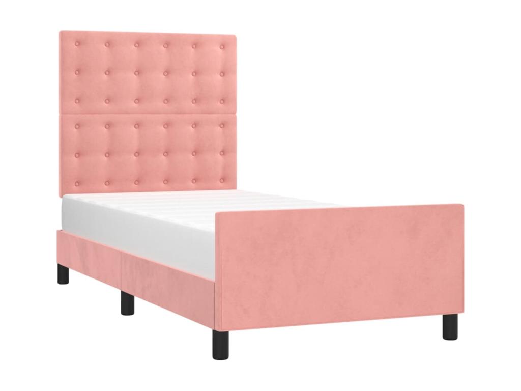 Cadre de lit sans matelas rose 90x200 cm velours BLNU66828