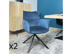 Fauteuil de table en velours bleu avec retour lot de 2 Zensova OGLE36942