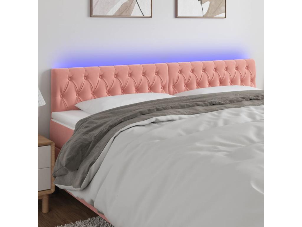 Tête de lit à LED Rose 180x7x78/ 88 cm Velours GSRL92986