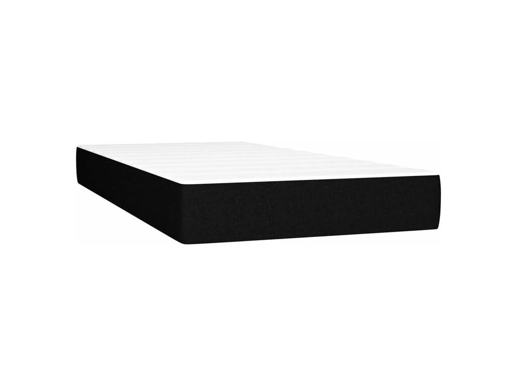 Sommier à Lumière de lit et matelas et LED Noir 90x200 Tissu GNLL69296