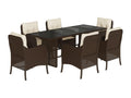 Ensemble à manger de jardin et coussins 7 pièces marron rotin ZUSN61829