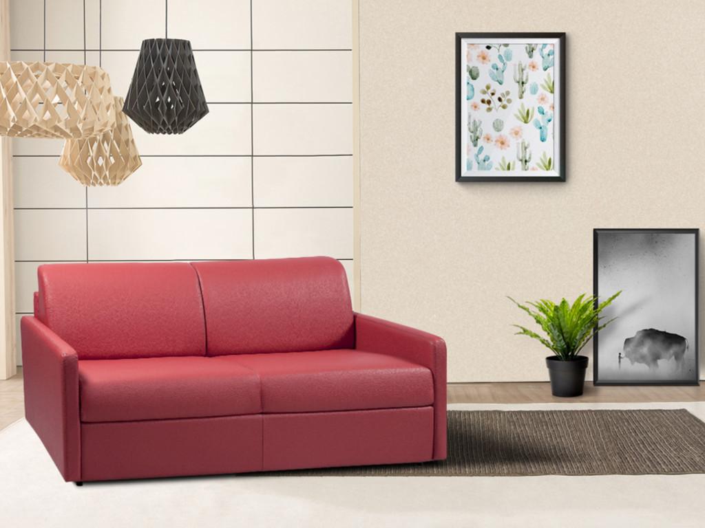 Canapé 3 places convertible express en simili marron - Couchage 140 cm - Matelas 18 cm Zensova NTPR19064