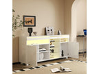 Buffet moderne avec LED - 3 portes et 5 compartiments ouverts - Blanc SBGS34944